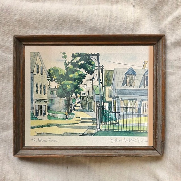 The Corner Fence by William Mck Spierer Framed Watercolor Painting - Picture 1 of 8